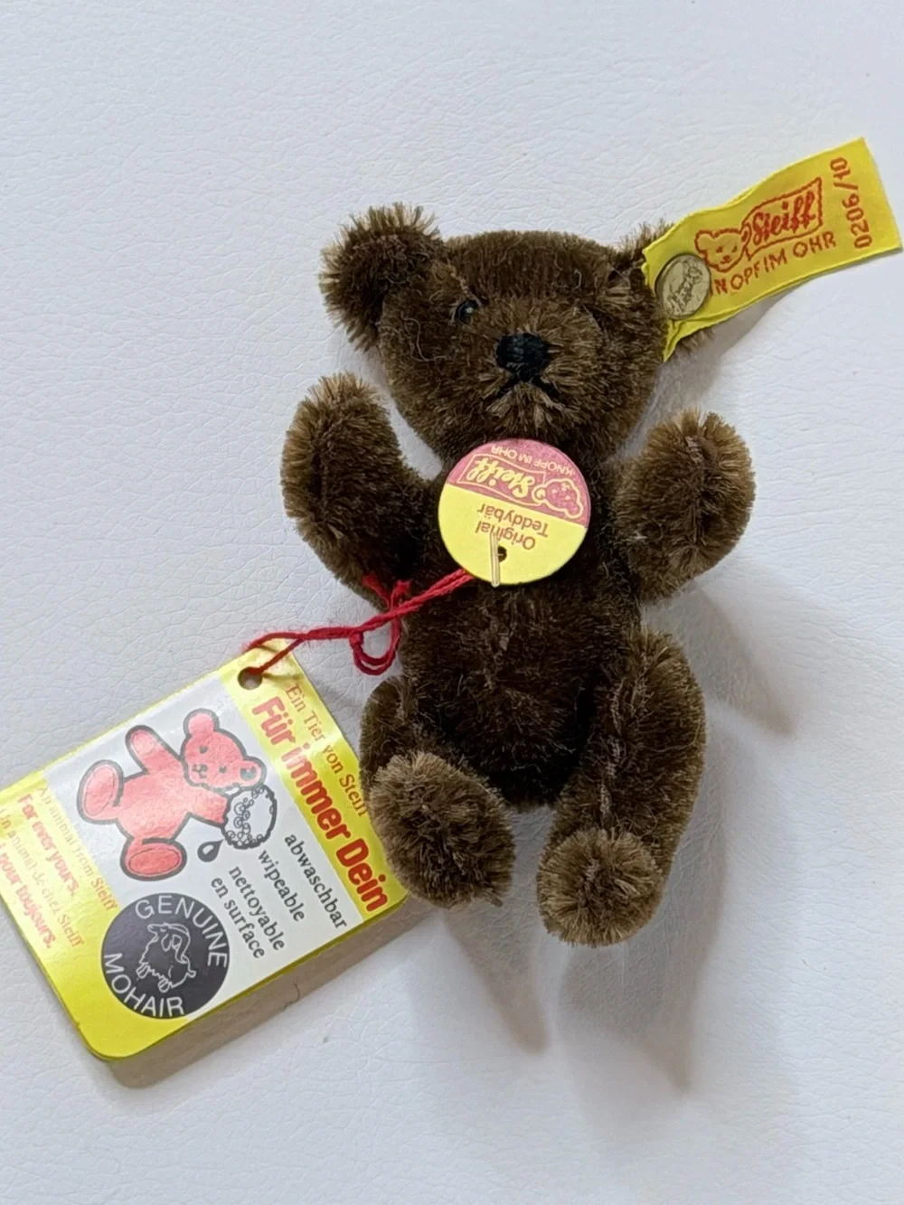 Vintage Steiff Miniature Mohair Teddy Bear 0206/10 Chocolate Brown 1984 NWT